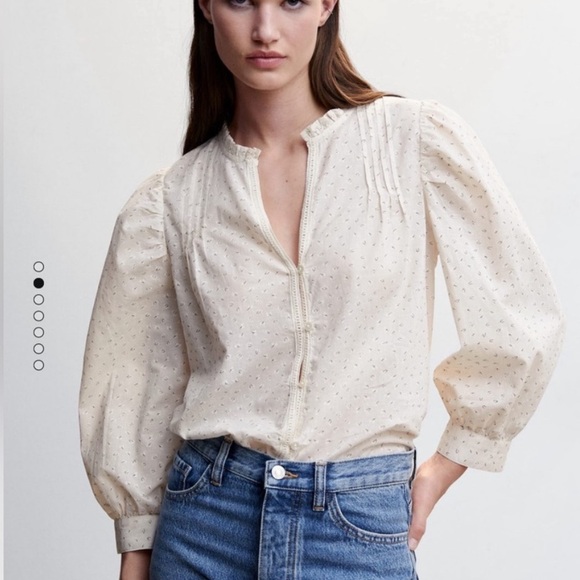 Mango puffed sleeves floral shirt - Picture 2 of 8